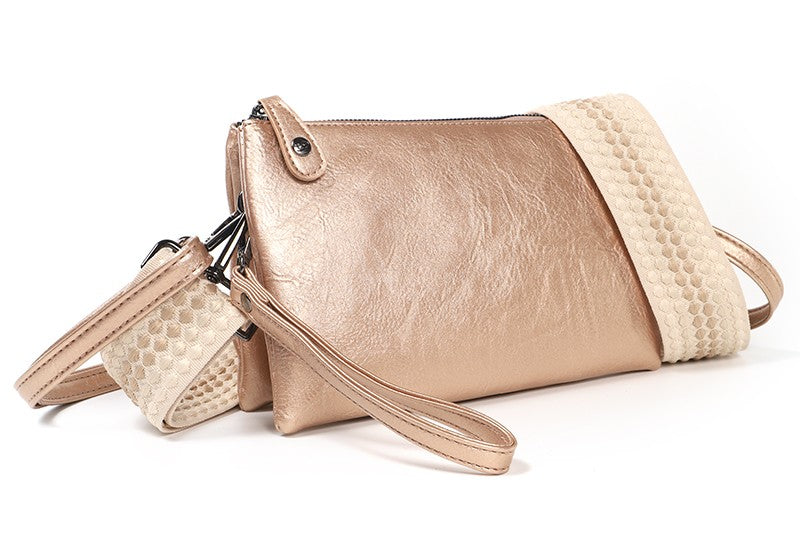 I'm Dutch dames- / schoudertasje New York rose gold PU leer handtas