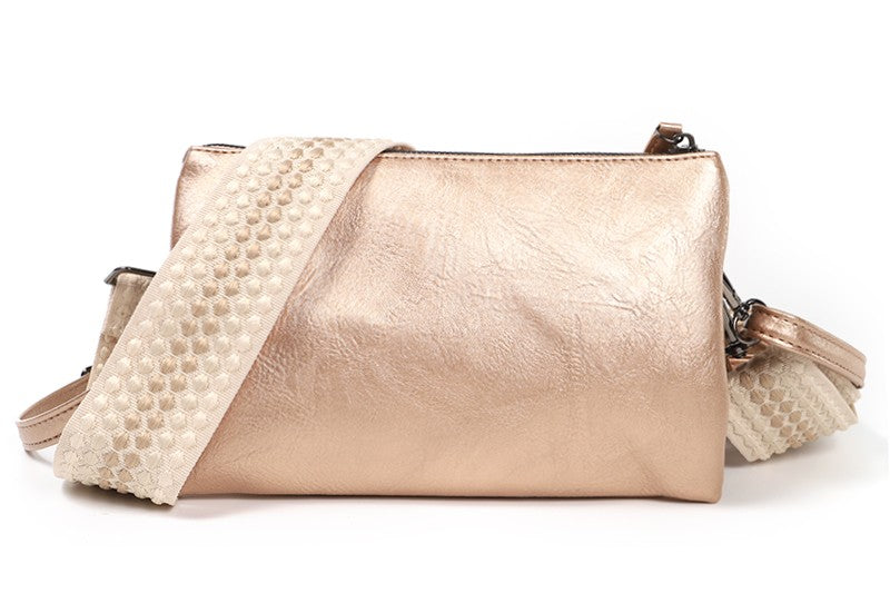 I'm Dutch dames- / schoudertasje New York rose gold PU leer handtas