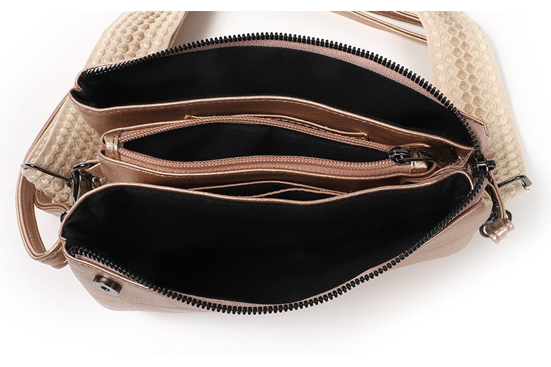 I'm Dutch dames- / schoudertasje New York rose gold PU leer handtas