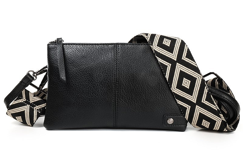 I'm Dutch schouder- en crossbodytasje Castel zwart new PU materiaal veganistisch leer