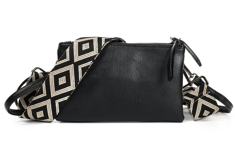I'm Dutch schouder- en crossbodytasje Castel zwart new PU materiaal veganistisch leer