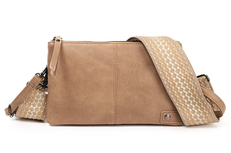 I'm Dutch schouder- en crossbodytasje Castel camel new PU materiaal veganistisch leer