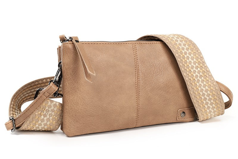 I'm Dutch schouder- en crossbodytasje Castel camel new PU materiaal veganistisch leer