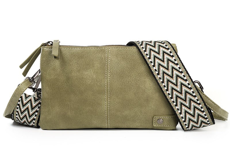 I'm Dutch schouder- en crossbodytasje Castel groen new PU materiaal veganistisch leer
