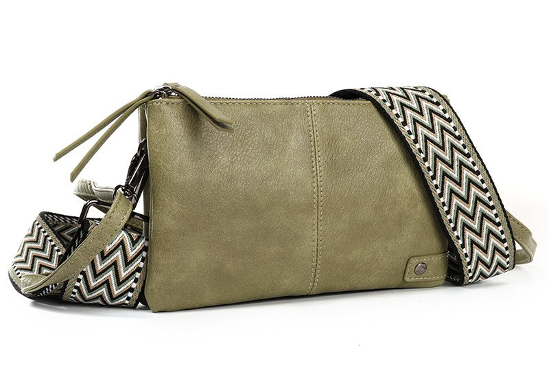 I'm Dutch schouder- en crossbodytasje Castel groen new PU materiaal veganistisch leer