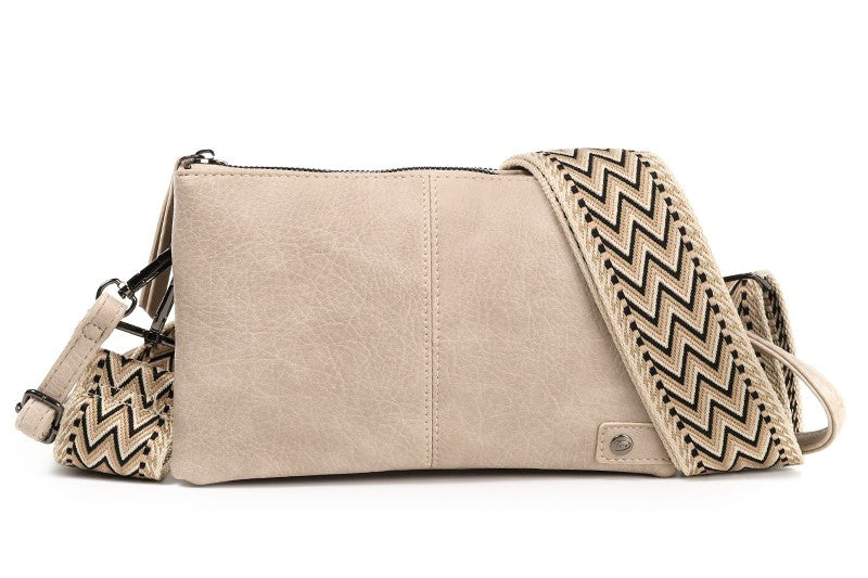 I'm Dutch schouder- en crossbodytasje Castel naturel new PU materiaal veganistisch leer