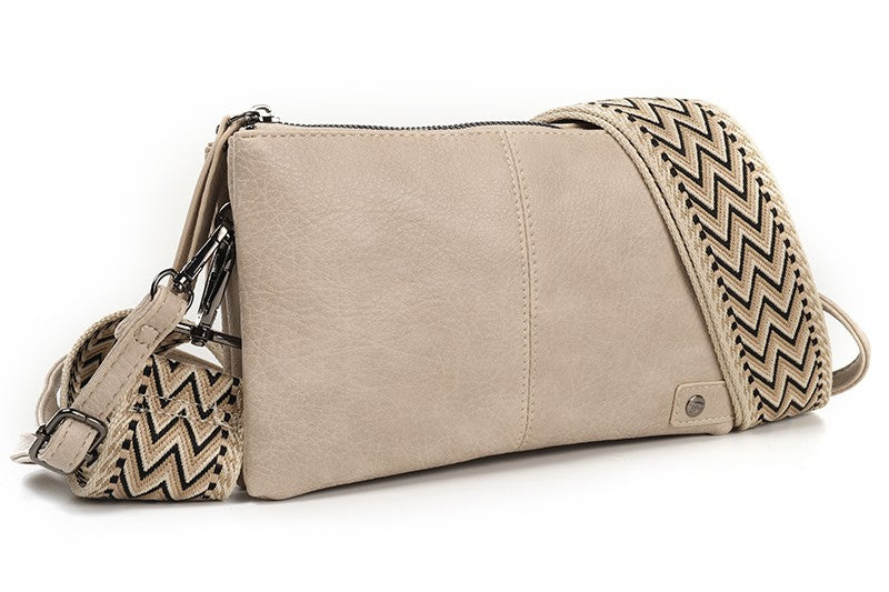 I'm Dutch schouder- en crossbodytasje Castel naturel new PU materiaal veganistisch leer