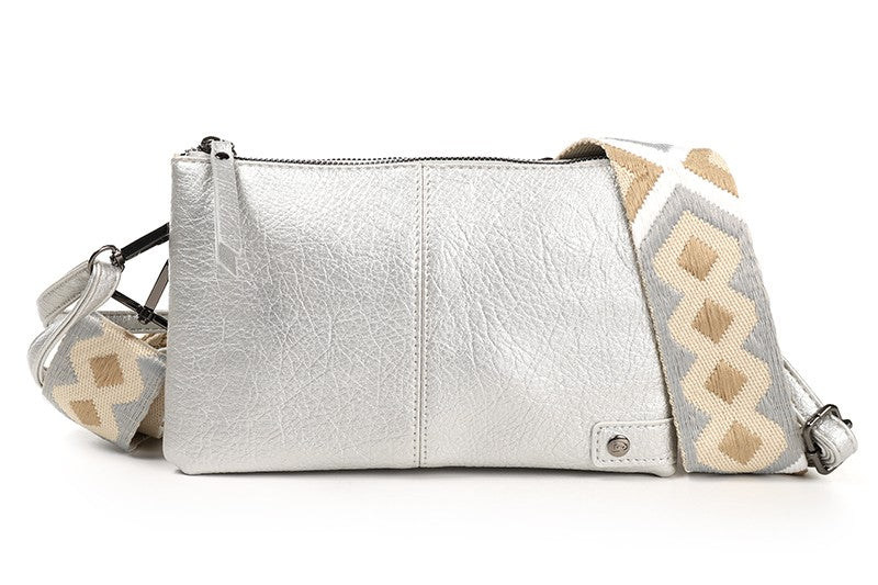 I'm Dutch schouder- en crossbodytasje Castel zilver new PU materiaal veganistisch leer