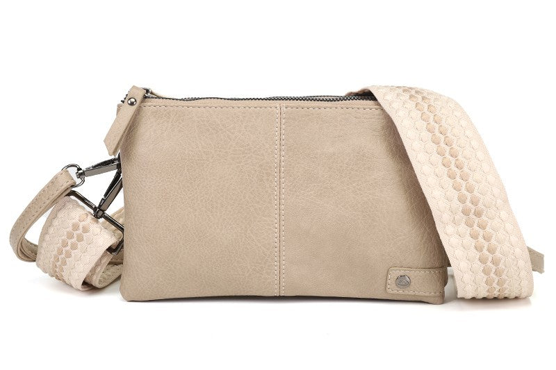 I'm Dutch schouder- en crossbodytasje Castel taupe new PU materiaal veganistisch leer