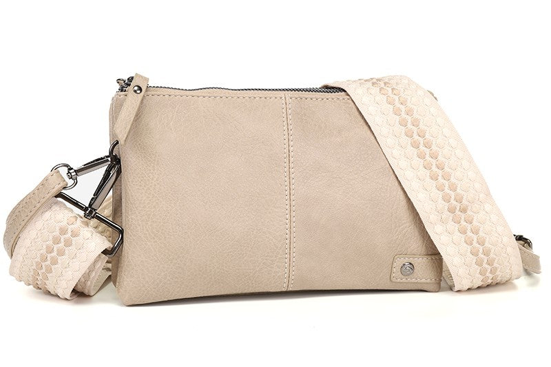 I'm Dutch schouder- en crossbodytasje Castel taupe new PU materiaal veganistisch leer