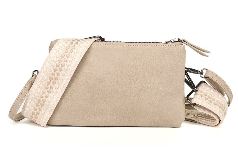 I'm Dutch schouder- en crossbodytasje Castel taupe new PU materiaal veganistisch leer