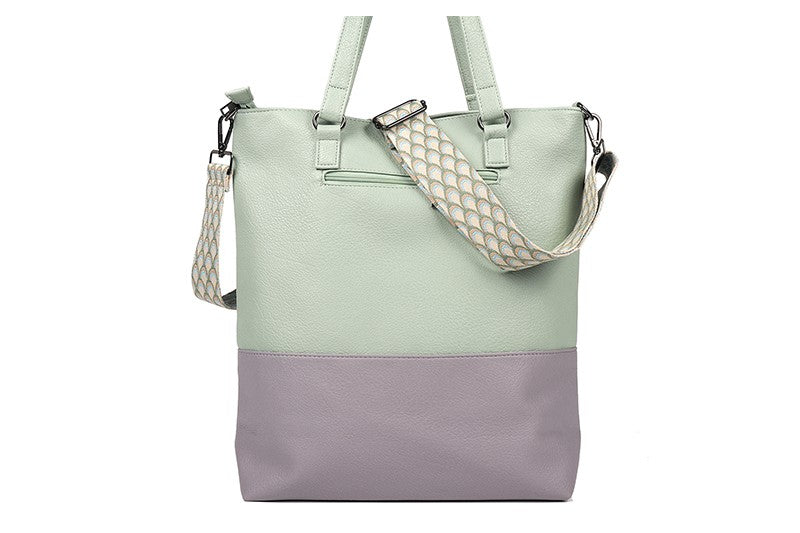 I'm Dutch Le Mans schoudertas / shopper green-lila PU materiaal