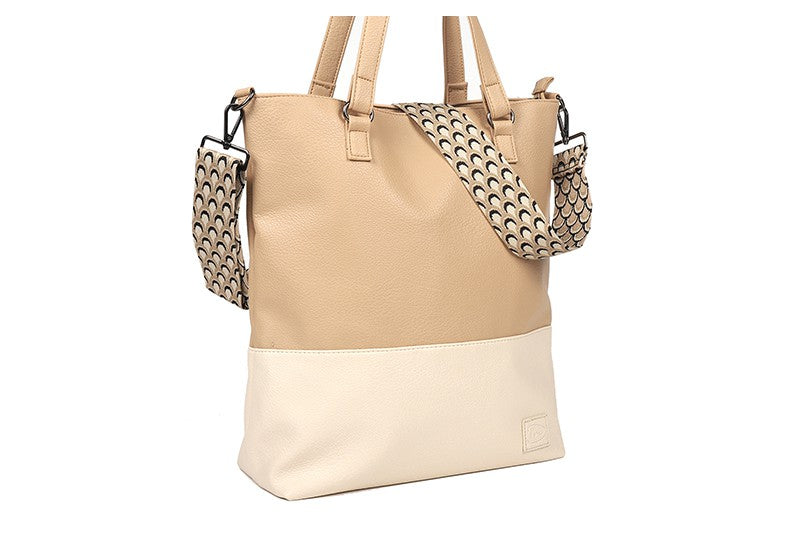 I'm Dutch Le Mans schoudertas / shopper beige-naturel PU materiaal