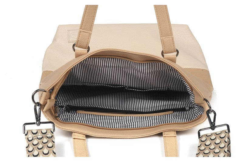 I'm Dutch Le Mans schoudertas / shopper beige-naturel PU materiaal