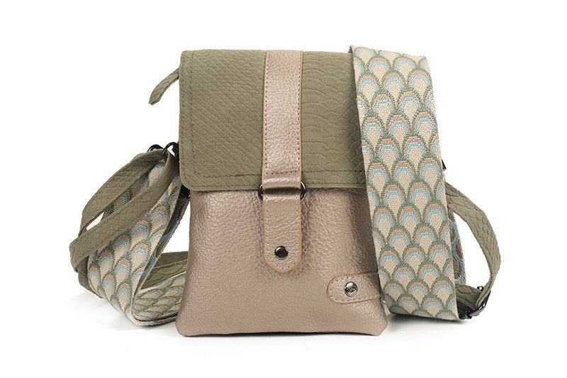 I'm Dutch crossbodytasje/schoudertasje Portofino groen PU materiaal