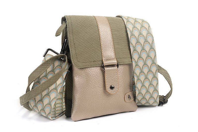 I'm Dutch crossbodytasje/schoudertasje Portofino groen PU materiaal