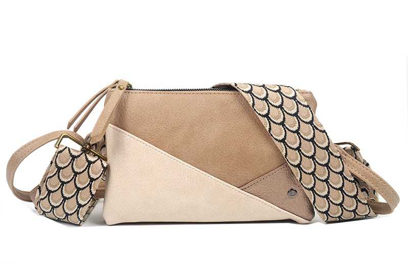 I'm Dutch schoudertasje Evian met brede schouderband naturel new PU materiaal