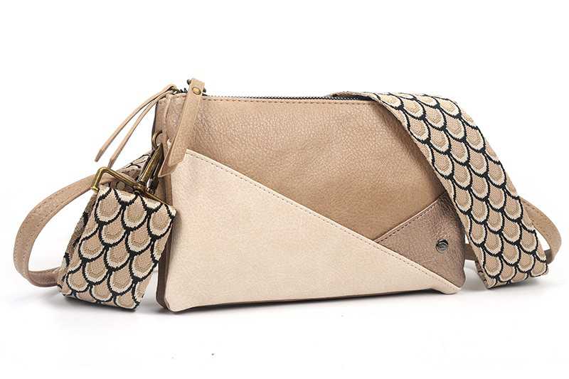 I'm Dutch schoudertasje Evian met brede schouderband naturel new PU materiaal