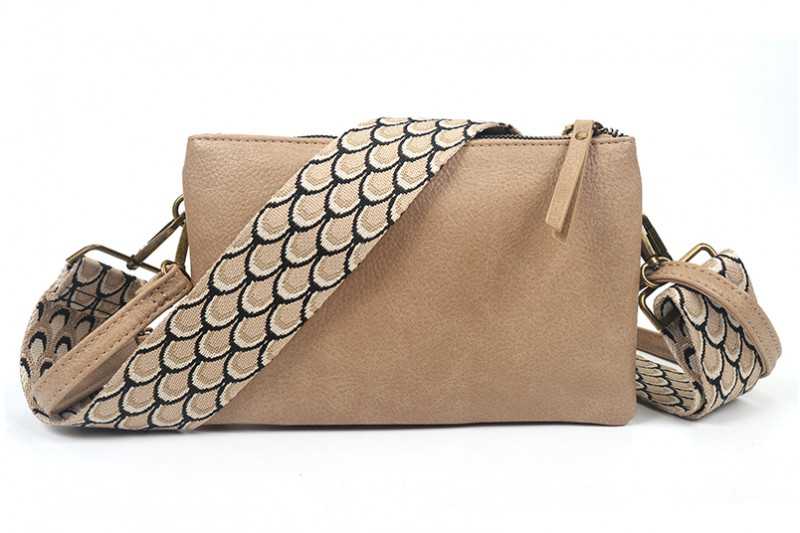 I'm Dutch schoudertasje Evian met brede schouderband naturel new PU materiaal
