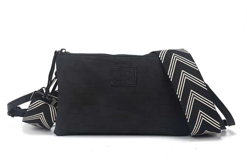 I'm Dutch Zwart New Amsterdam schoudertasje/crossbody met 2 banden PU leer