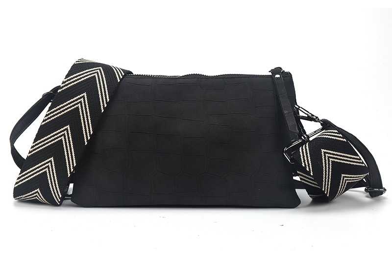 I'm Dutch Zwart New Amsterdam schoudertasje/crossbody met 2 banden PU leer
