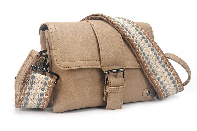 I'm Dutch New Colorado schoudertasje/clutch camel PU materiaal veganistisch leer handtas