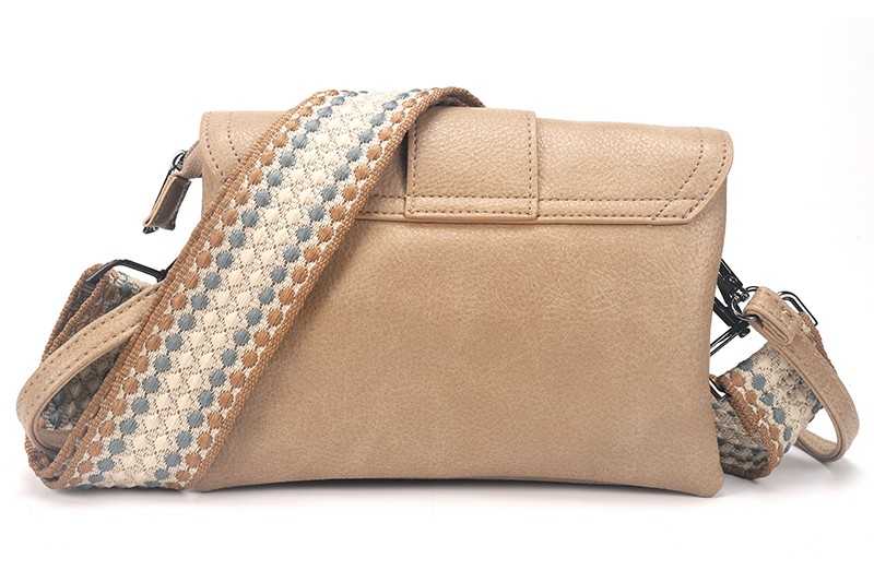 I'm Dutch New Colorado schoudertasje/clutch camel PU materiaal veganistisch leer handtas