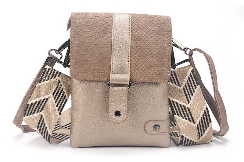 I'm Dutch crossbodytasje/schoudertasje Portofino camel PU materiaal