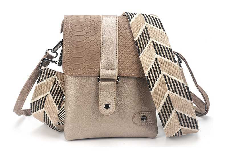 I'm Dutch crossbodytasje/schoudertasje Portofino camel PU materiaal