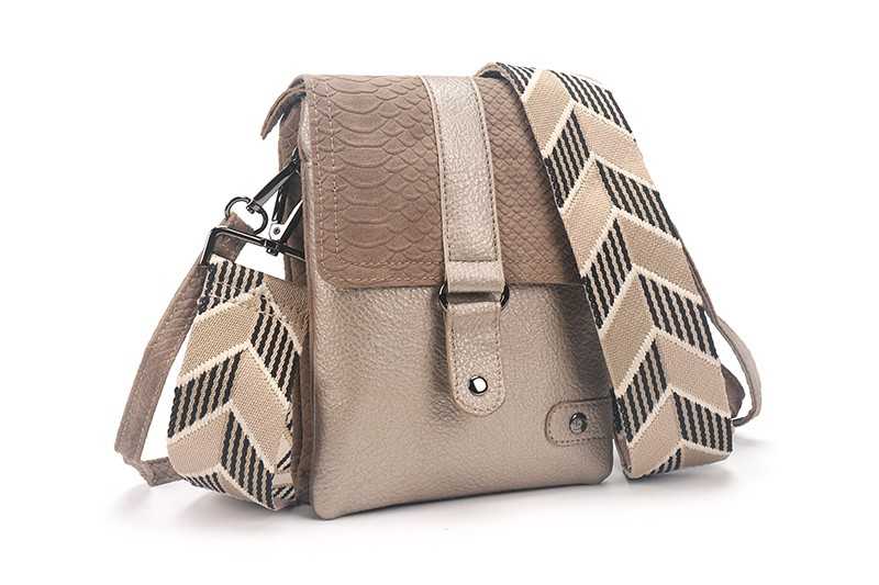 I'm Dutch crossbodytasje/schoudertasje Portofino camel PU materiaal