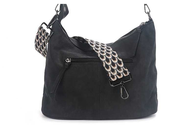 I'm Dutch schoudertas Palma met geweven band black zwart PU materiaal
