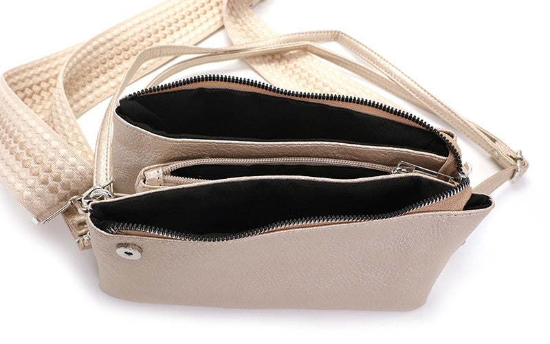 I'm Dutch dames- / schoudertasje New York champagne PU leer 