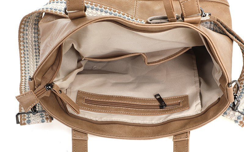 I'm Dutch schoudertas/shopper Le Mans camel