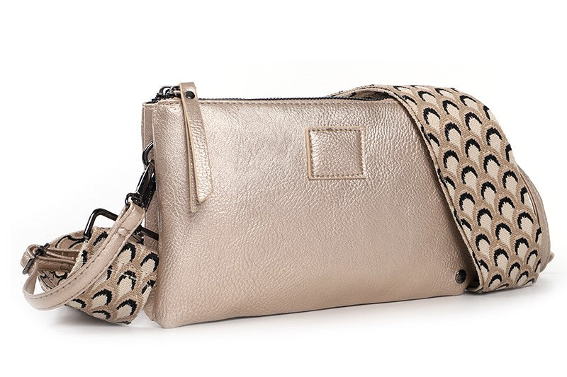 I'm Dutch schouder- en crossbodytasje Castel champagne new PU materiaal veganistisch leer